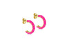 Yellow Gold Plated Sterling Silver White Glaze Half Hoop Earrings