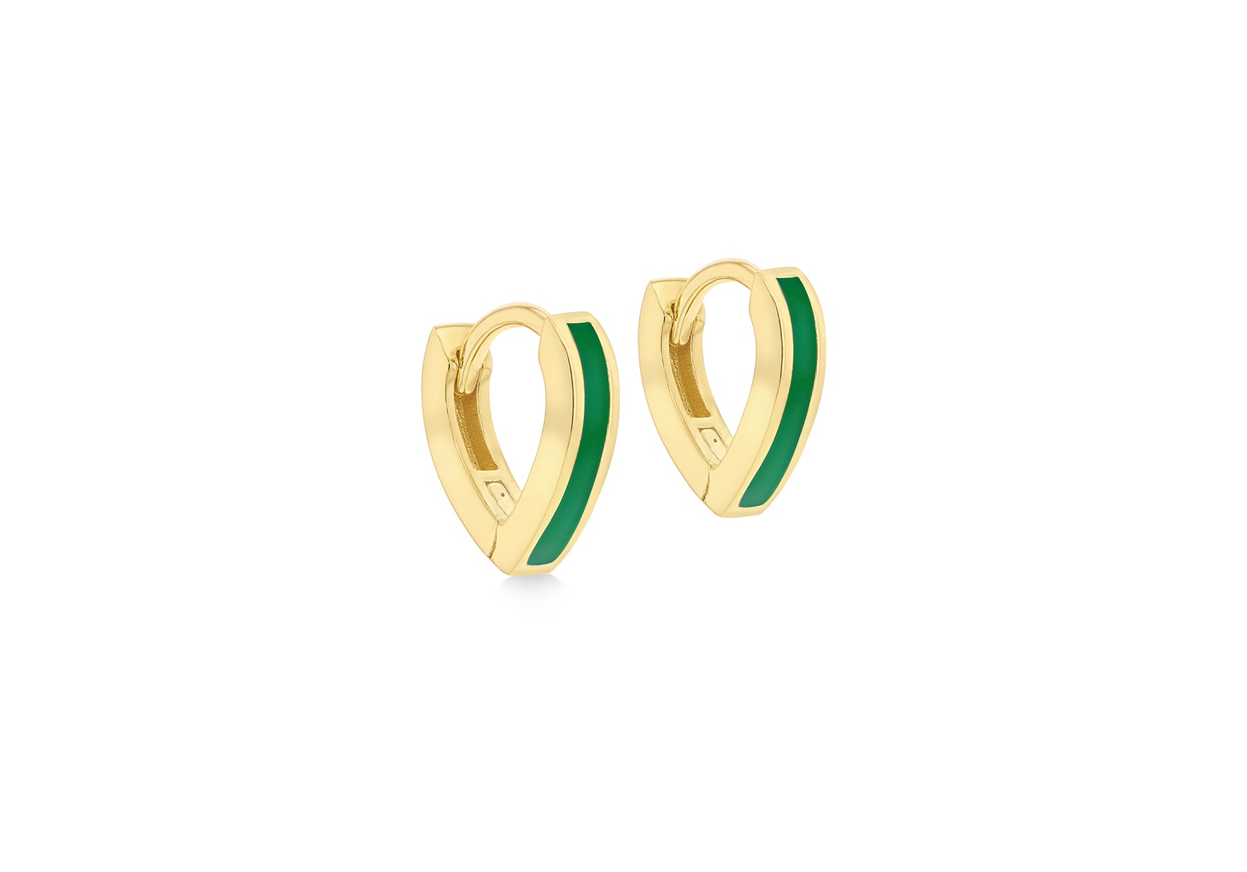 Yellow Gold Plated Sterling Silver Blue Glaze Huggie Earrings