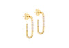 Yellow Gold Plated White Zirconia Sterling Silver Square Hook Earrings