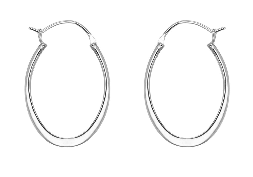 Sterling Silver Oval Creole Earrings