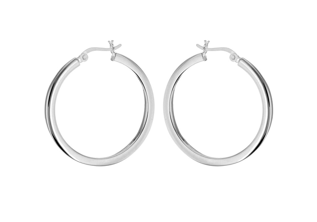 Sterling Silver 35mm Square Tube Creole Earrings