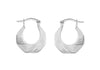 Sterling Silver Otagonal Striped Creole Earrings