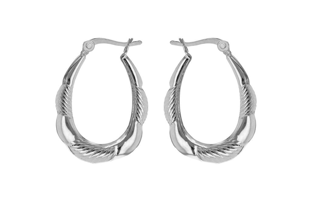 Sterling Silver Patterned Creole Earrings