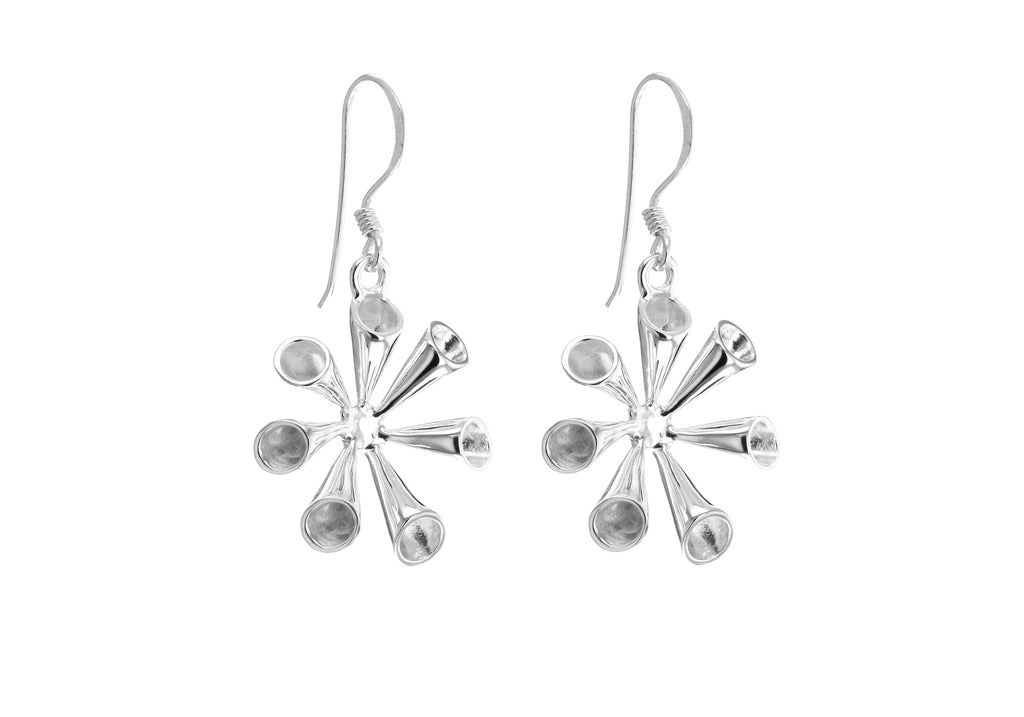 Sterling Silver FlCuted Spray Drop Earrings