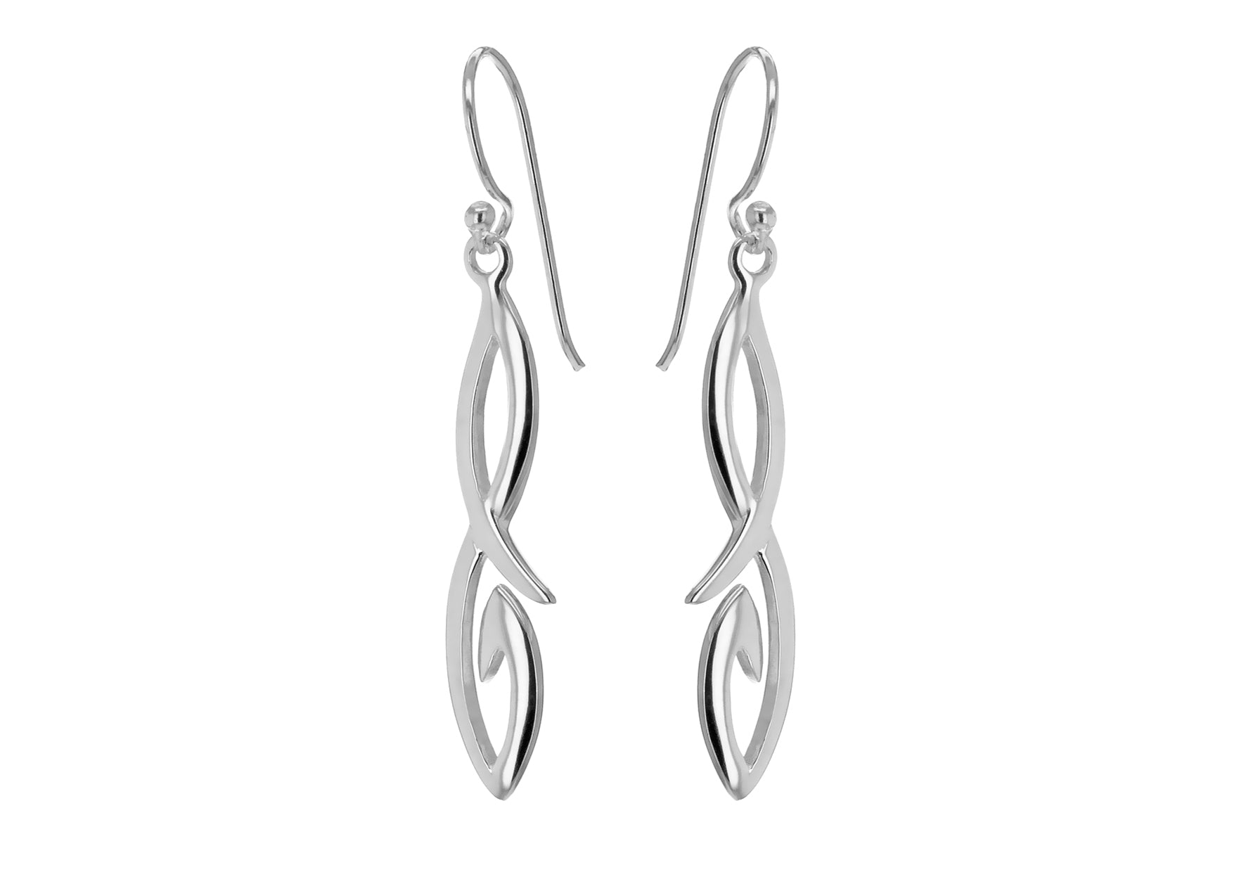 Sterling Silver Crossover Drop Earrings