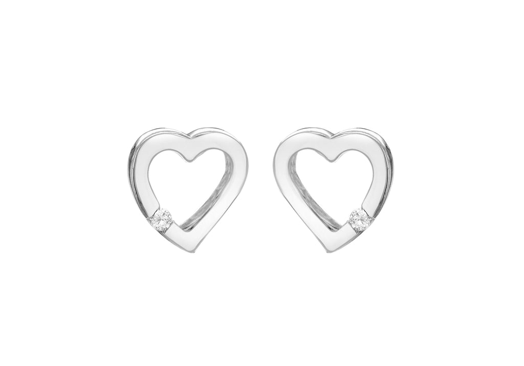 Sterling Silver Zirconia  10.2mm x 10.2mm Floating Heart Earrings