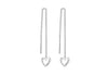Sterling Silver Heart Pull Through Drop Earrings