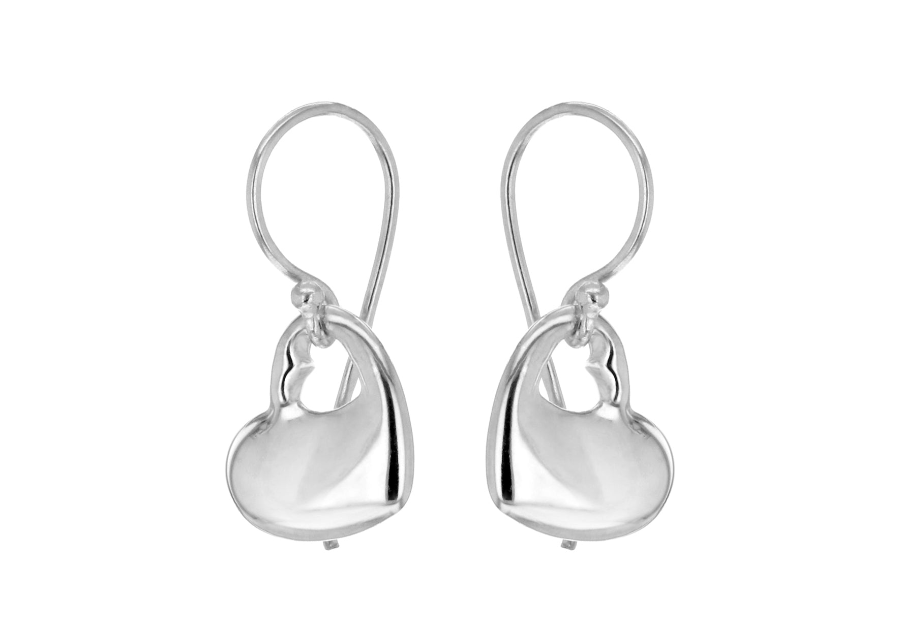 Sterling Silver Heart CutoCut Heart Drop Earrings