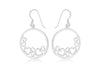 Sterling Silver Hearts-In-Circle Drop Earrings