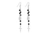 Sterling Silver Black Beads Rosary Drop Earrings