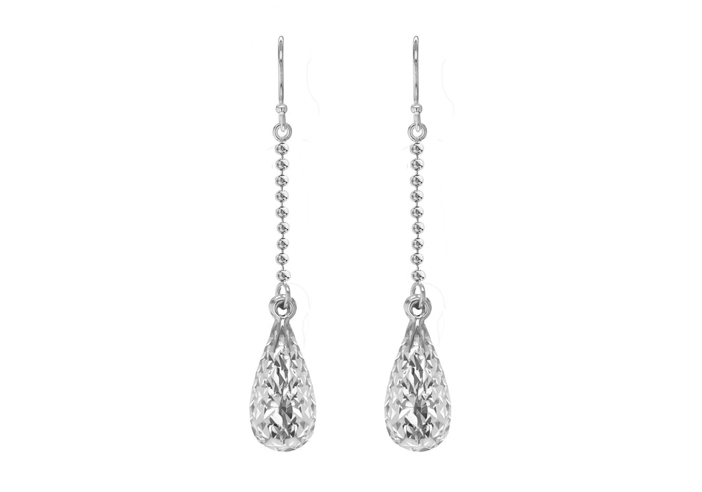 Sterling Silver Diamond Cut Teardrop Earrings