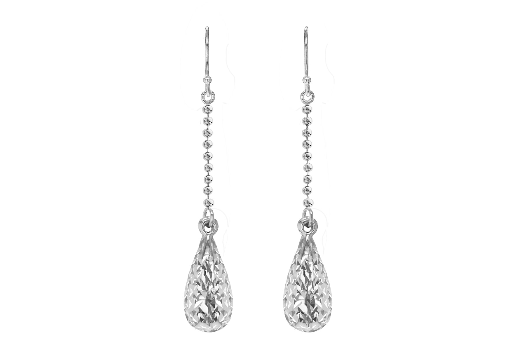 Sterling Silver Diamond Cut Teardrop Earrings