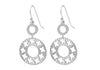 Sterling Silver Diamond Cut Zirconia  Disc Drop Earrings