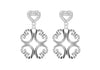Sterling Silver Diamond Cut Zirconia  Heart Flower Drop Earrings