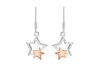 Sterling Silver & Rose Gold Plated Double Star Drop Earrings
