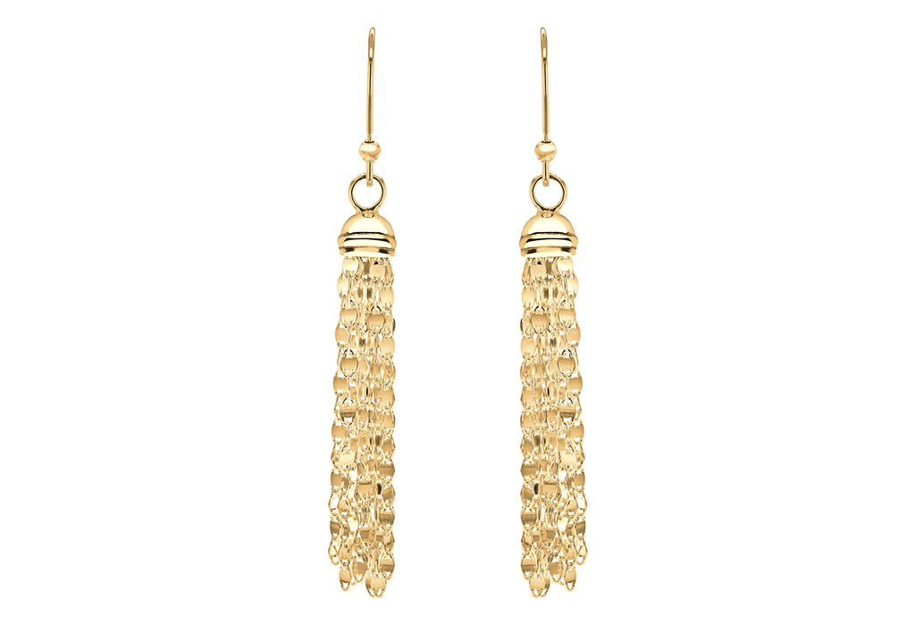 Sterling Silver Yellow Gold Plated Flat Link Tassel Earrings