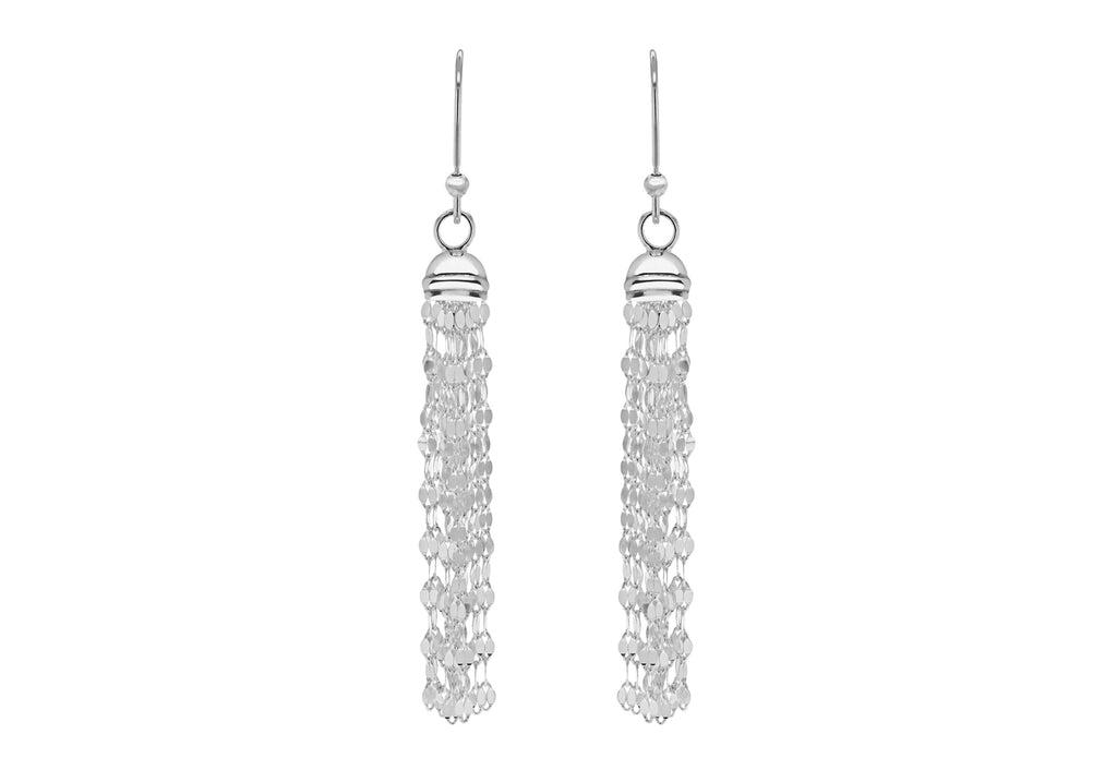 Sterling Silver Mirror Tassel Drop Earrings