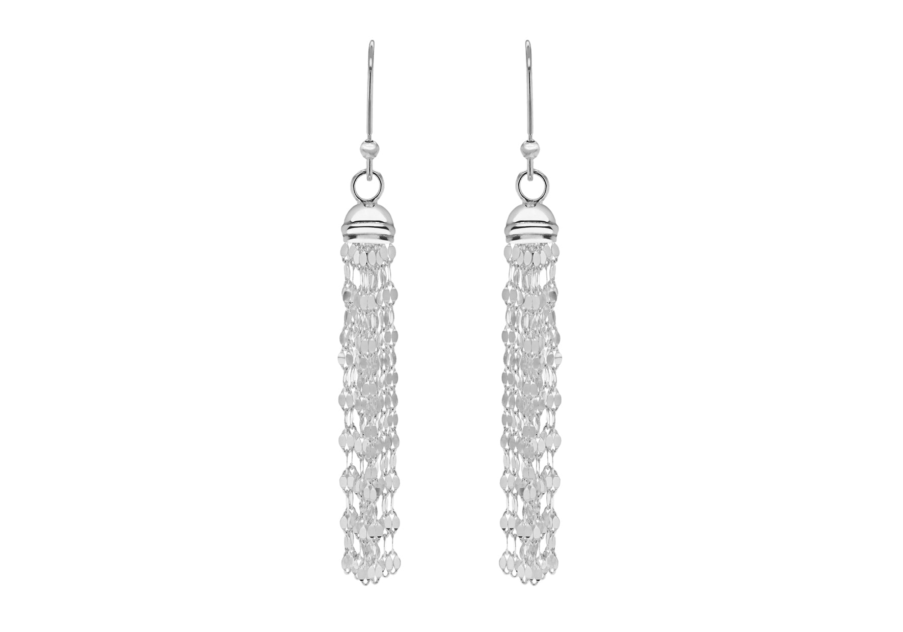 Sterling Silver Mirror Tassel Drop Earrings
