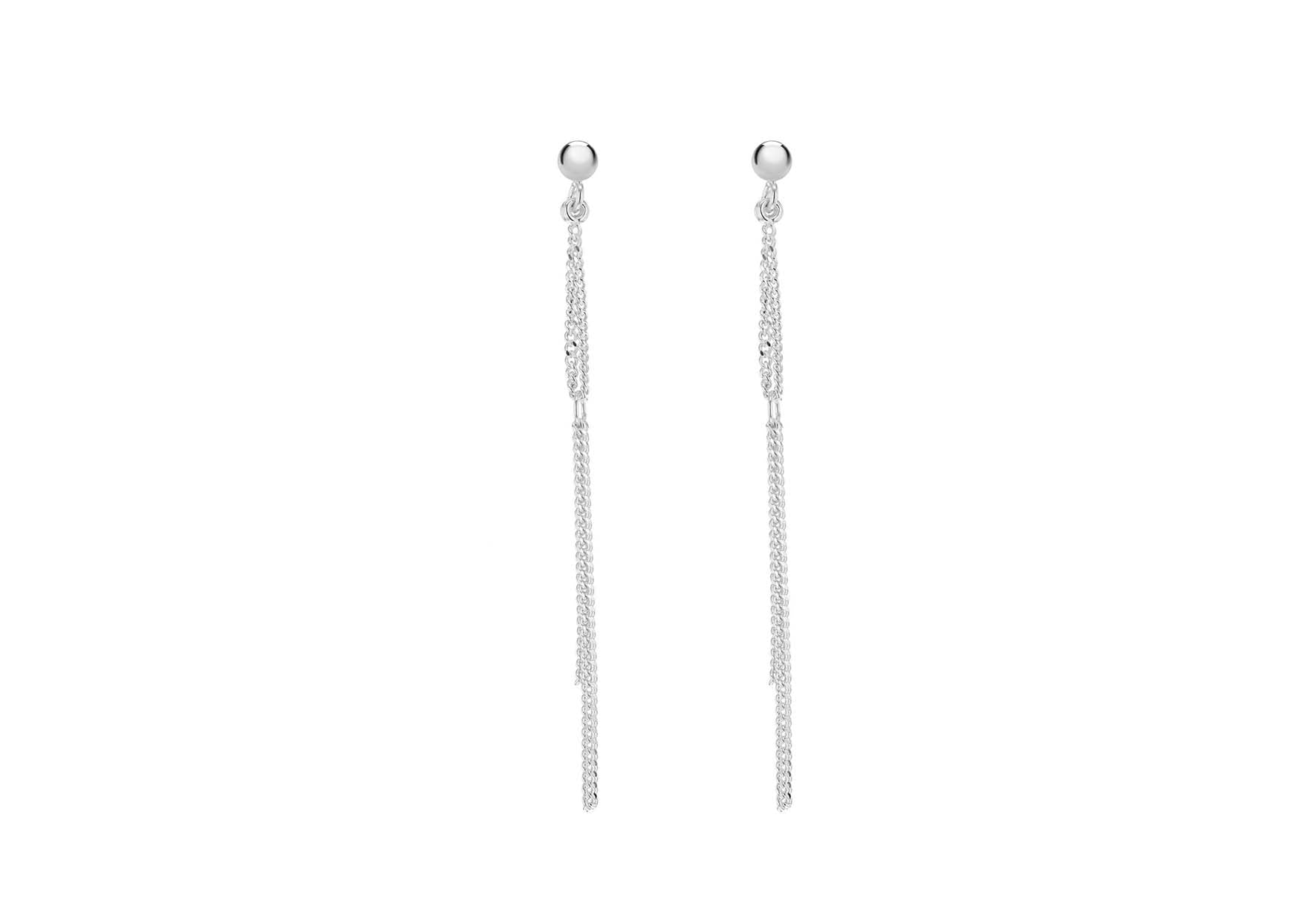 Sterling Silver Looped Curb Chain Drop Earrings