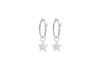 Sterling Silver Zirconia  Stone Set Hoop and Star Drop Earrings