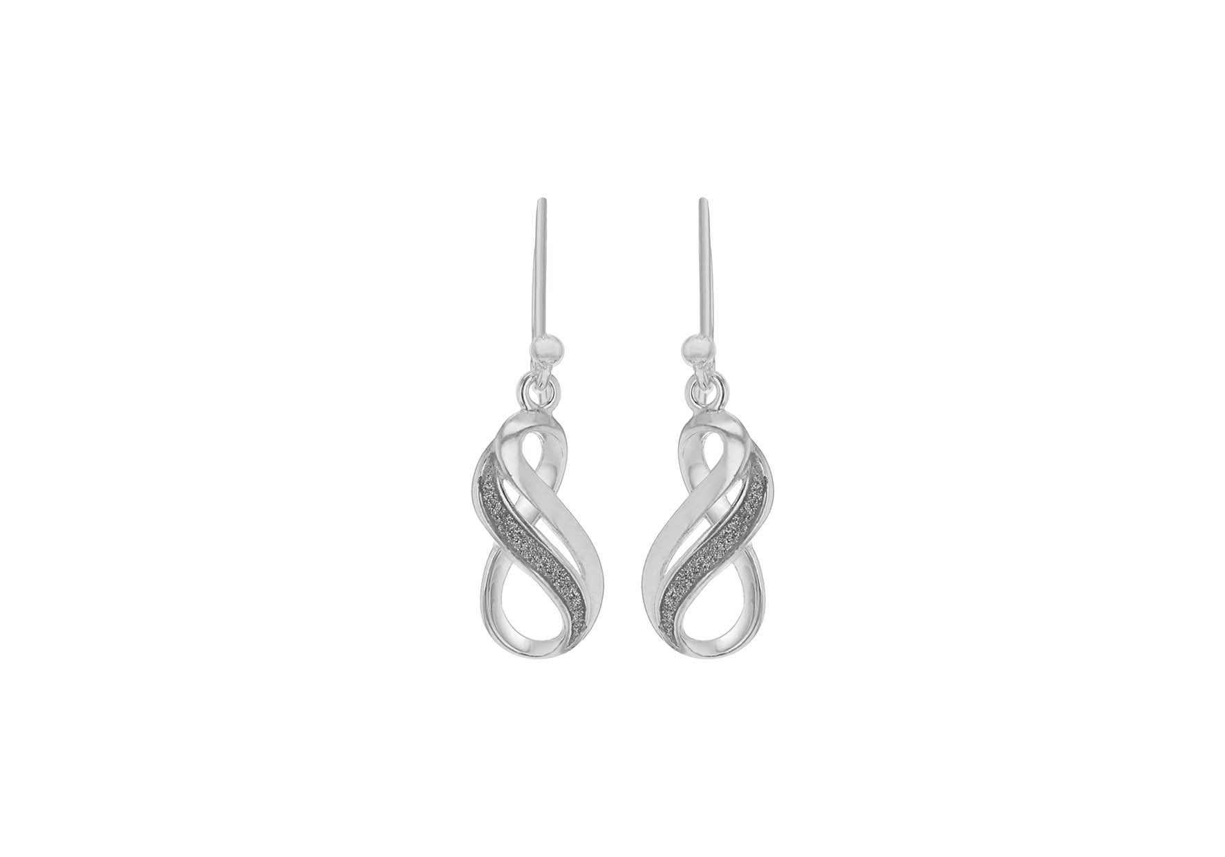 Sterling Silver 9mm x 28.5mm Stardust 'Figure 8' Drop Earrings