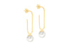 Yellow Gold Plated Sterling Silver Freshwater Pearls Paperclip Drop Earrings