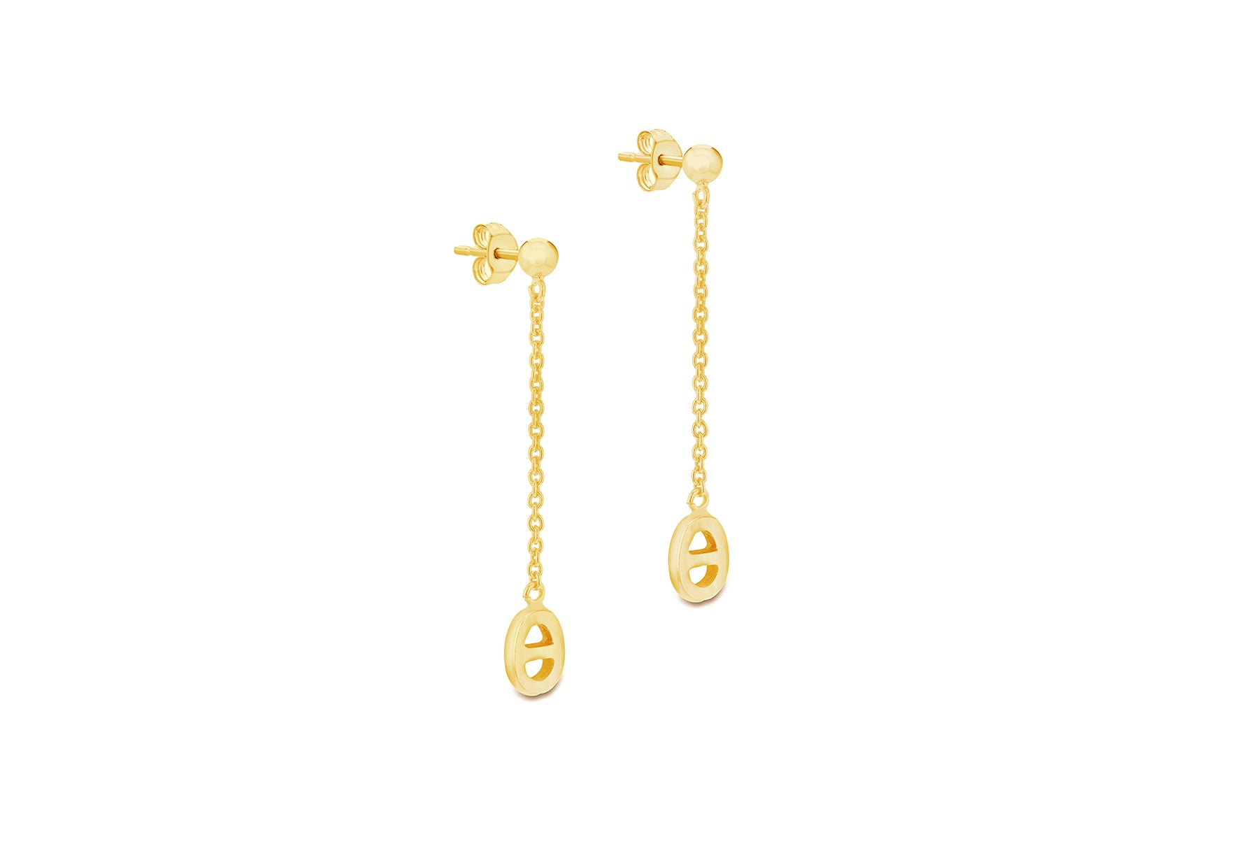 Yellow Gold Plated Sterling Silver Rambo Drop Earrings