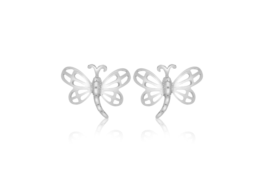 Sterling Silver Filigree Dragonfly Stud Earrings 