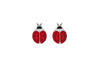Sterling Silver 7.3mm x 11mm Enamel Ladybird Earrings