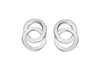 Sterling Silver Rhodium Plated 8.7mm x 12mm Linked Rings Stud Earrings