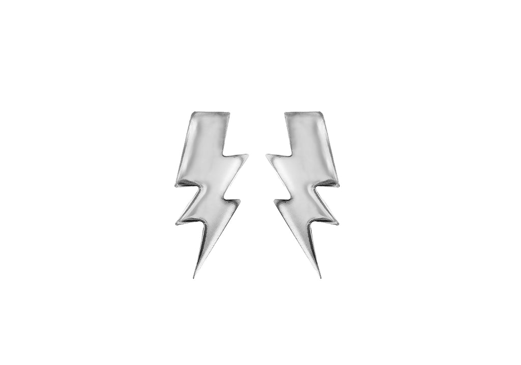 Sterling Silver Lightening Bolt Stud Earrings