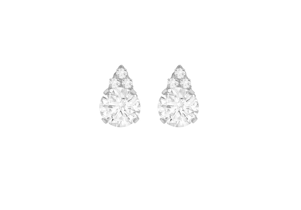 Sterling Silver Zirconia  6.5mm x 10.5mm Teardrop Stud Earrings