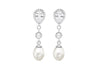 Sterling Silver Fresh Water Pearl and Zirconia  Stone Set Drop Earrings