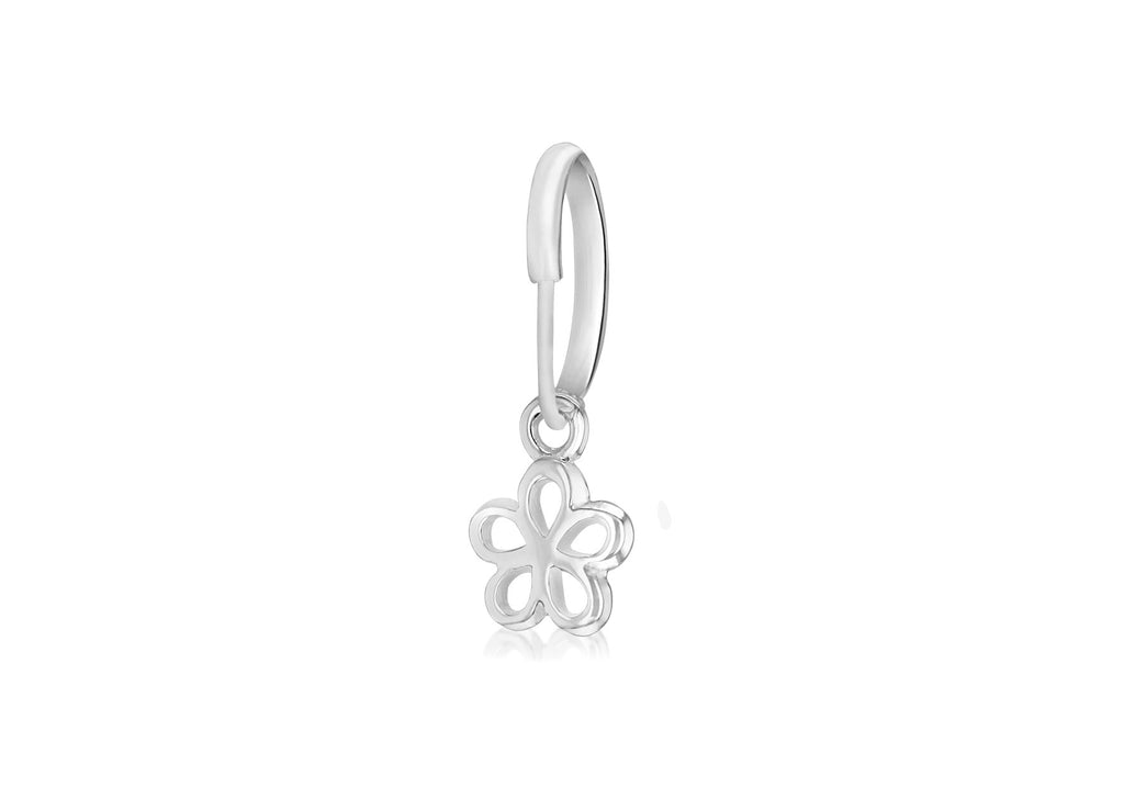 Sterling Silver Flower Drop Single Hoop EarRing
