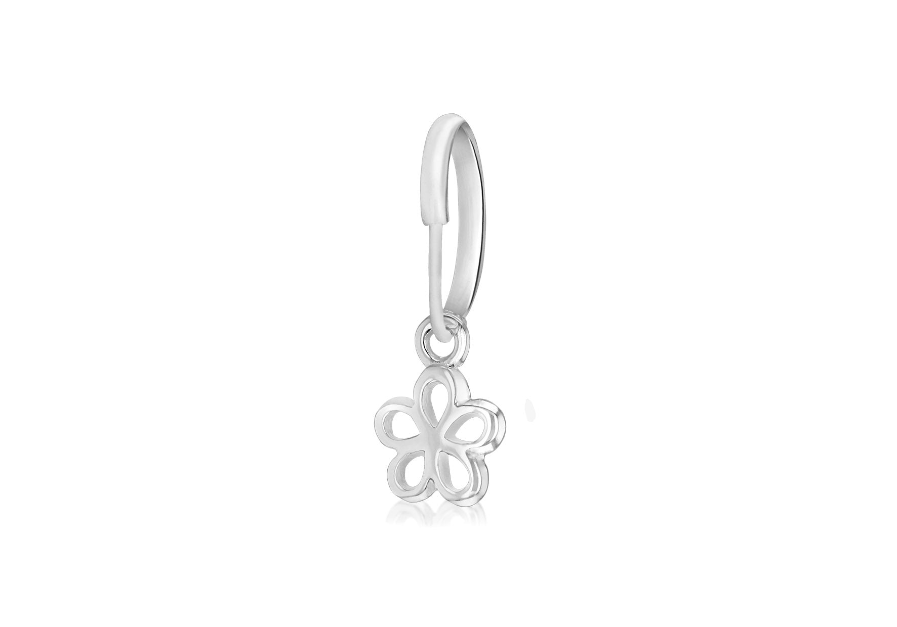 Sterling Silver Flower Drop Single Hoop EarRing