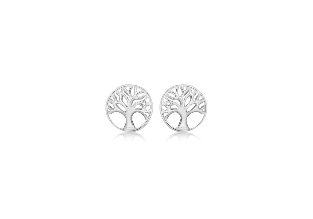 Sterling Silver 8mm 'Tree of Life' Stud Earrings