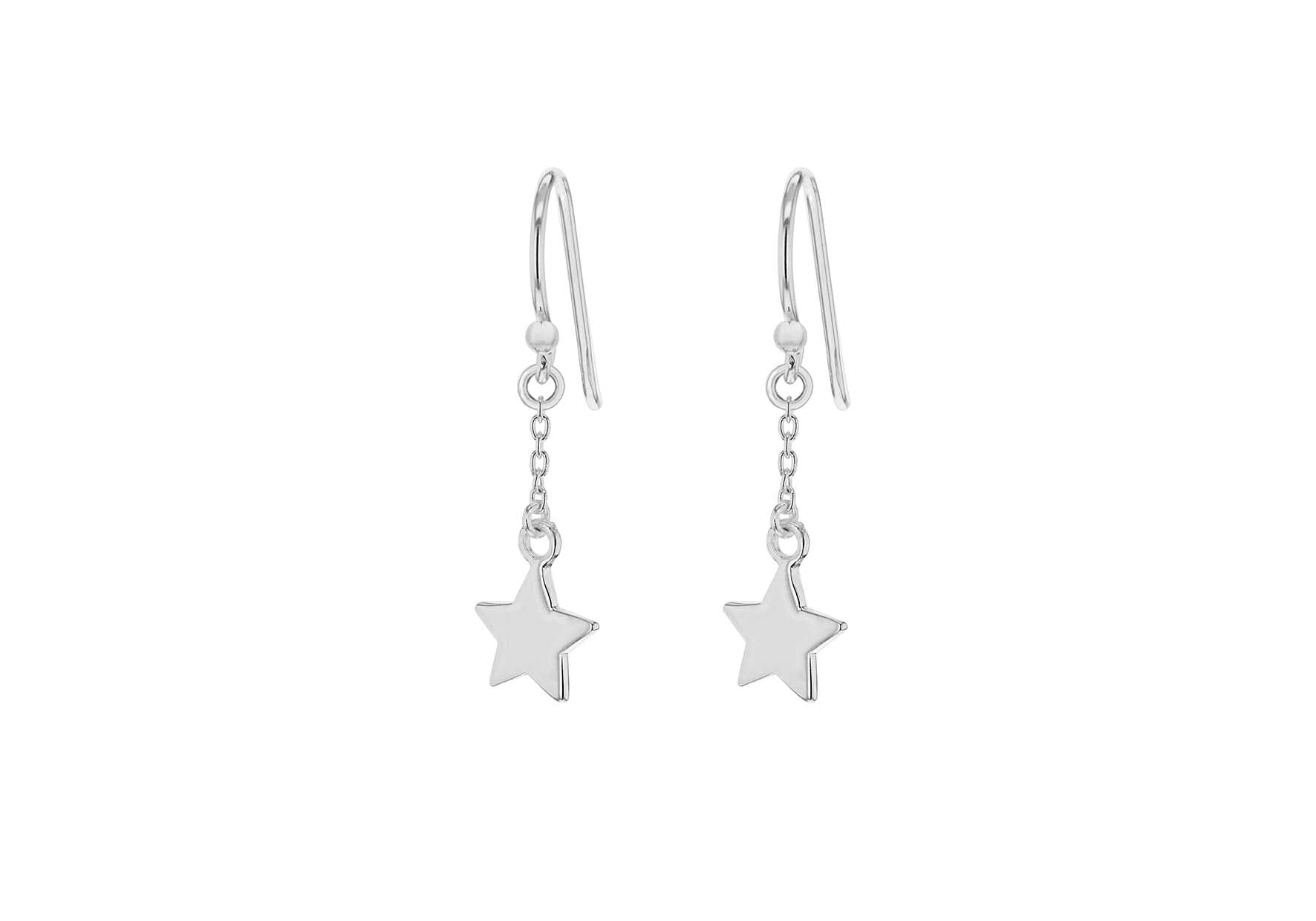 Sterling Silver Chain & Star Drop Earrings