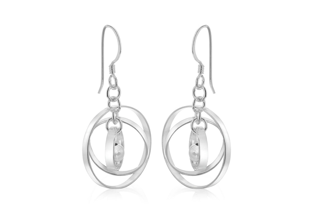 SILVER HOOP & BALL DROP Earrings
