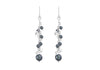 Sterling Silver Grey Pearl and Crystal Cluster Drop Earrings