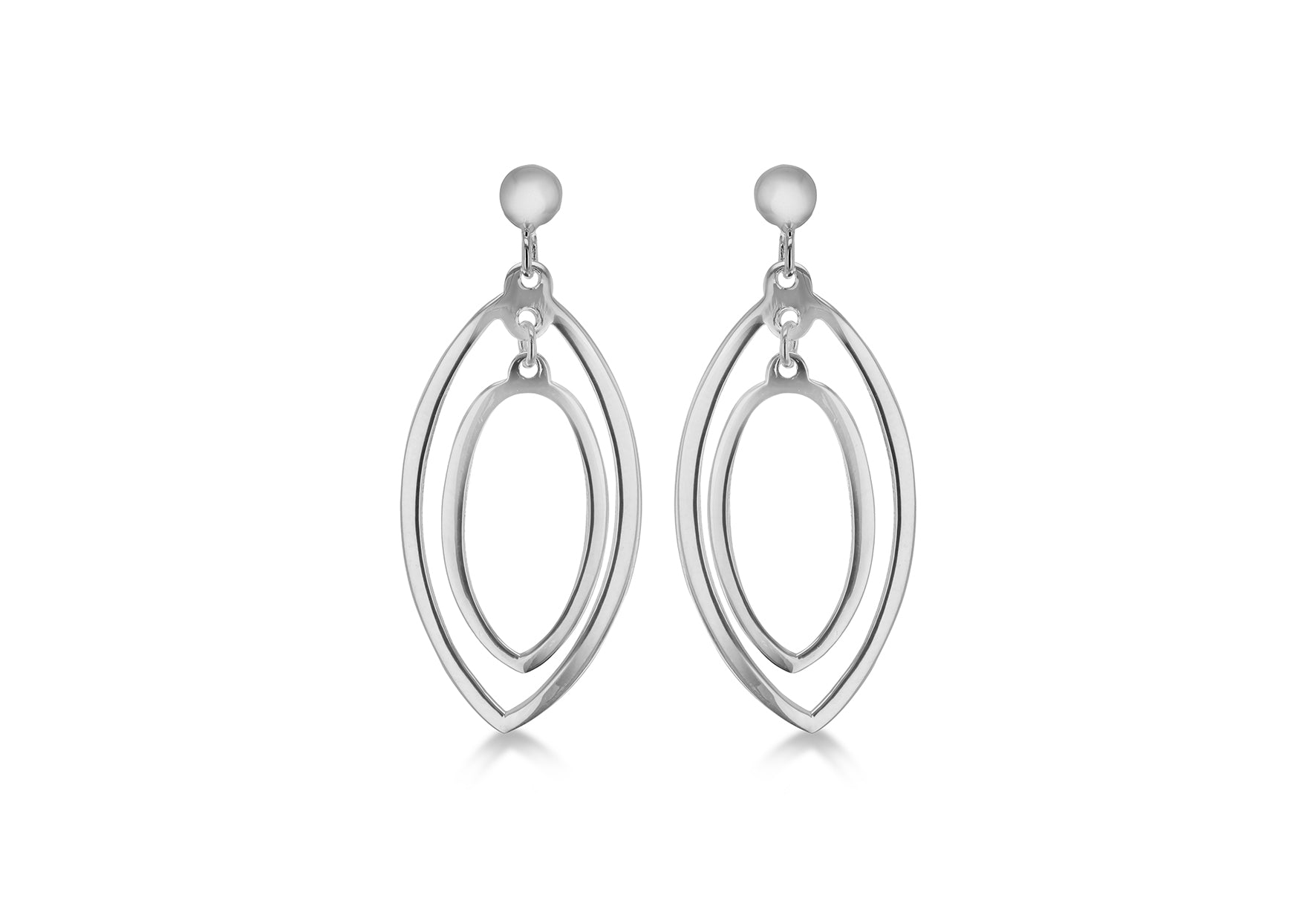 Sterling Silver Twist Oval Drop Earrings