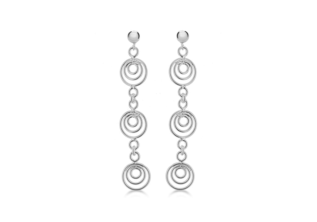 Sterling Silver Tri-Multi Wire Circle Earrings 
