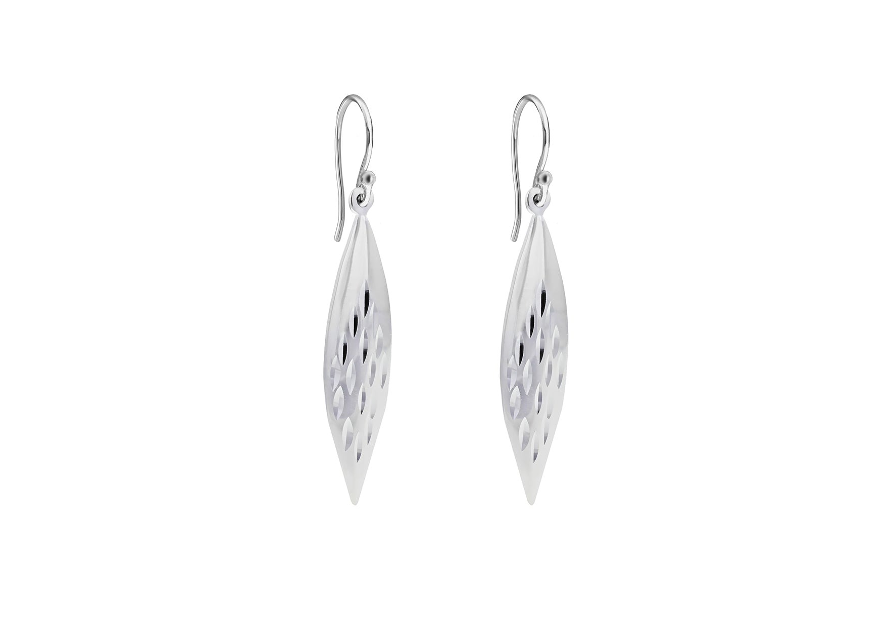 Sterling Silver Diamond Cut Drop Earrings 