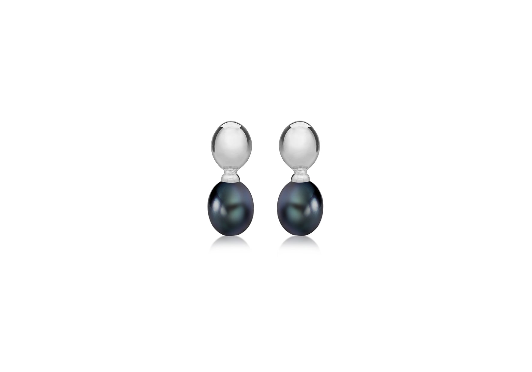Sterling Silver Black Pearl 5mm x 15mm Drop Earrings