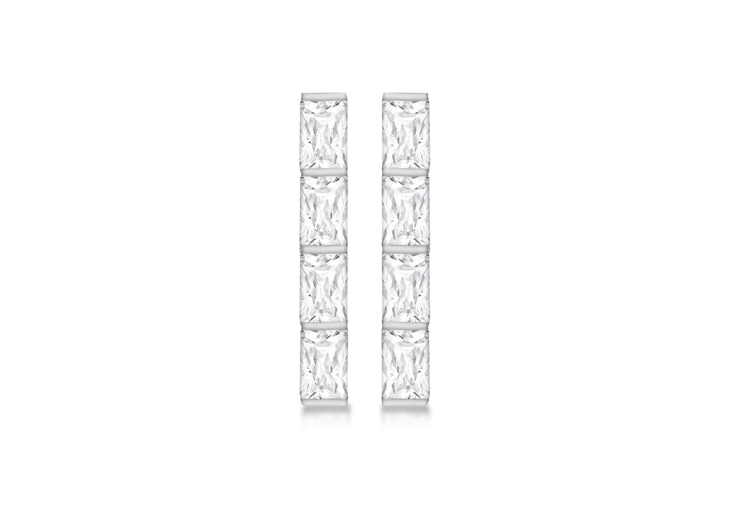 SILVER Zirconia  BAGUETTE DROP E/Ring
