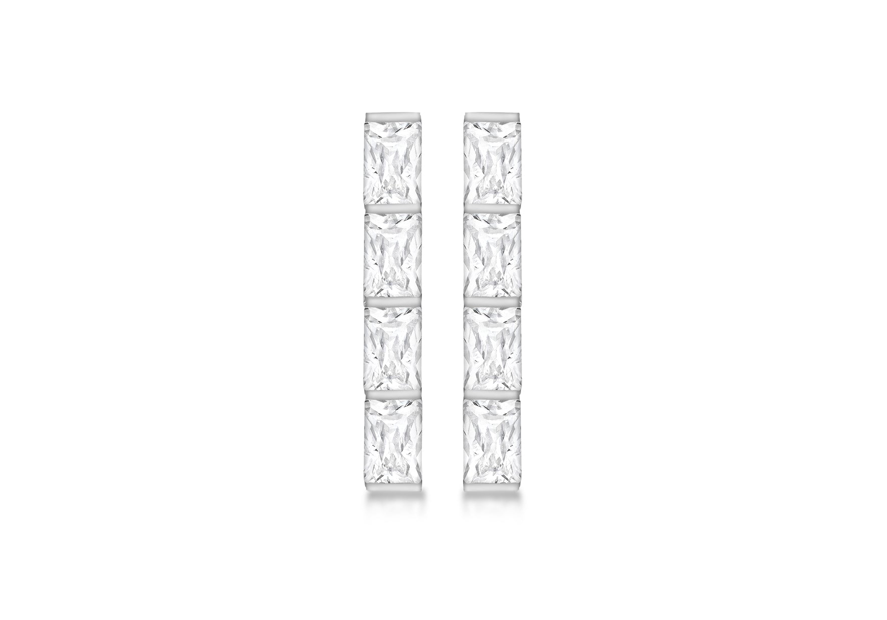 SILVER Zirconia  BAGUETTE DROP E/Ring
