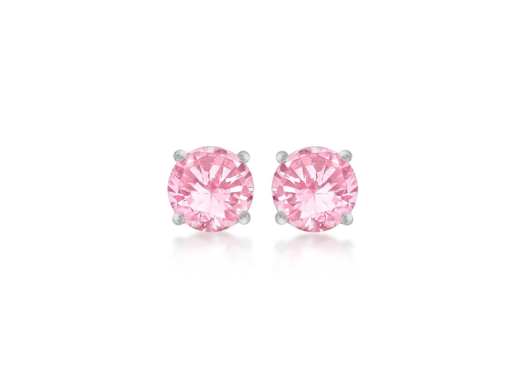 SILVER 3MM PINK Zirconia  STUD EARR9