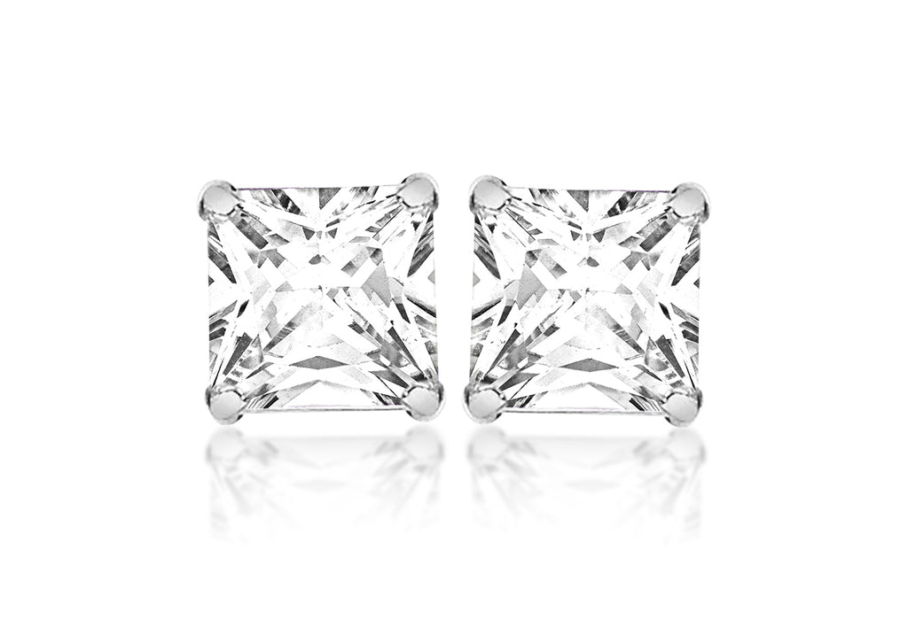 SILVER 7MM SQUARE W/Zirconia  EARRing