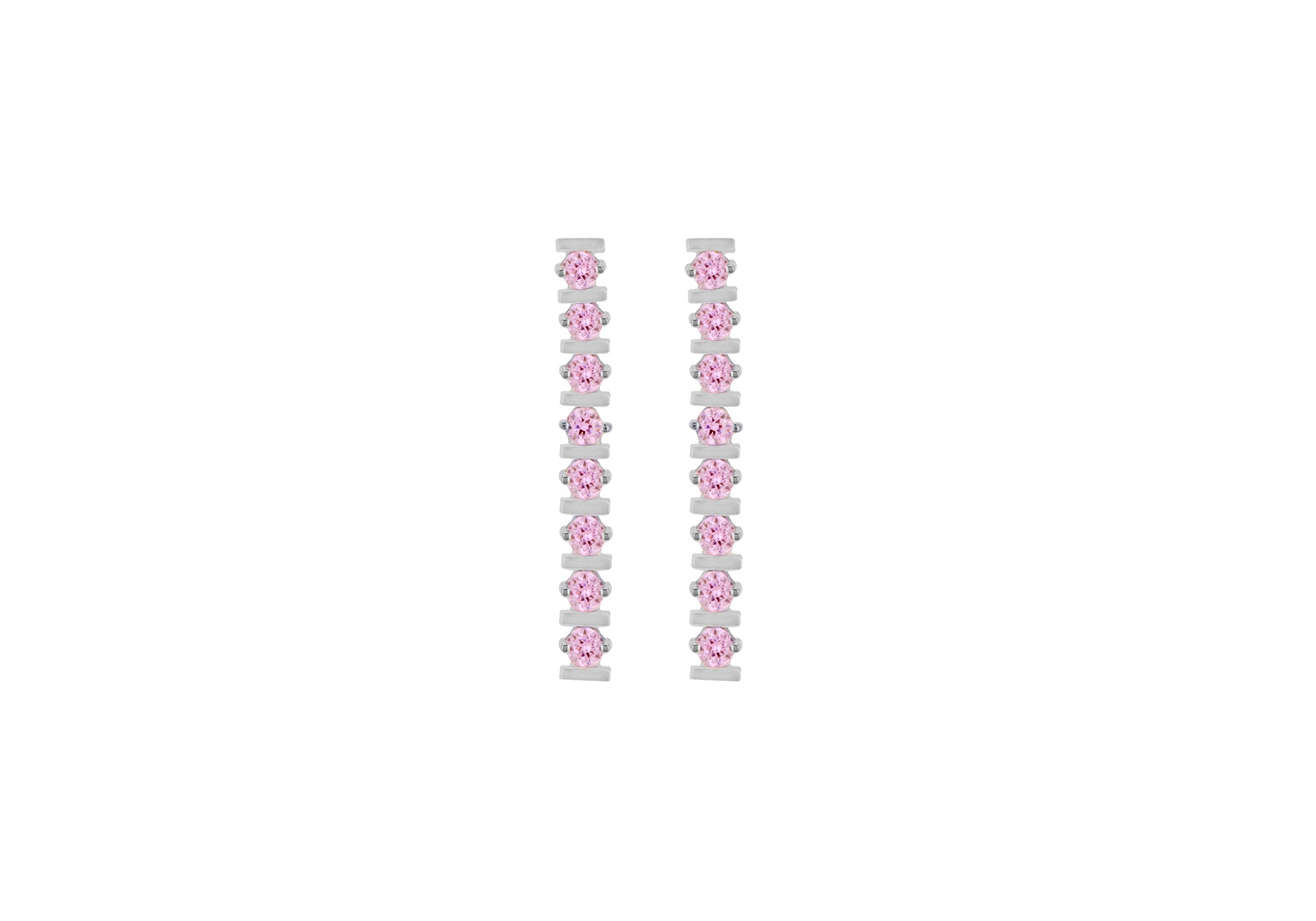 SILVER 8STN PINK DROP EARRing