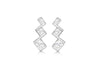 Sterling Silver Zirconia  Tripple Square Drop Earrings