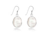 Sterling Silver Oval White Mother of Pearl Drop Earrings